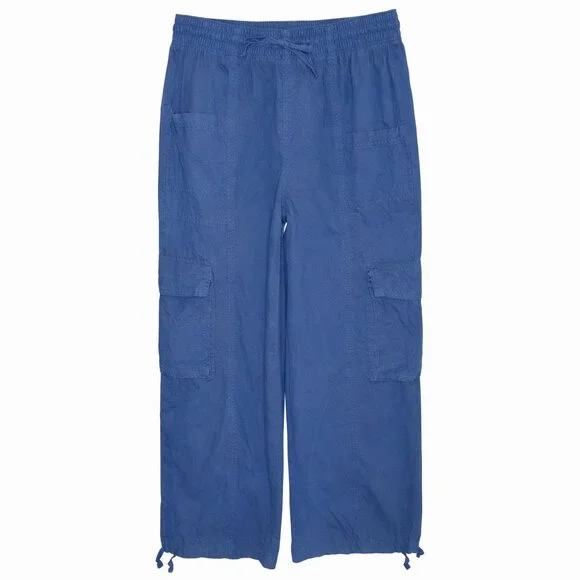 Aerie Navy Blue ‘Go-For-It’ 100% Cotton High-Waist Cargo Pants | Size Small - Picture 2 of 10